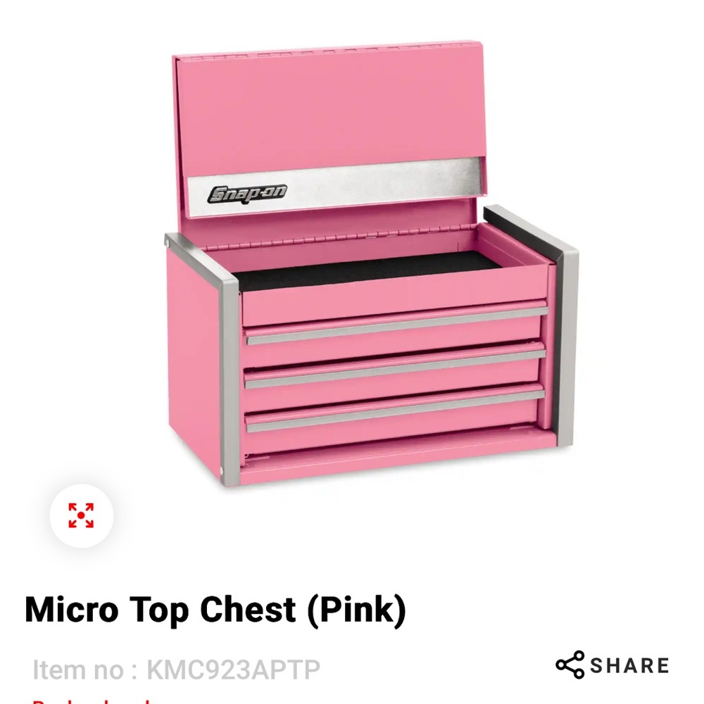 Snap-on Pink Micro Top Chest